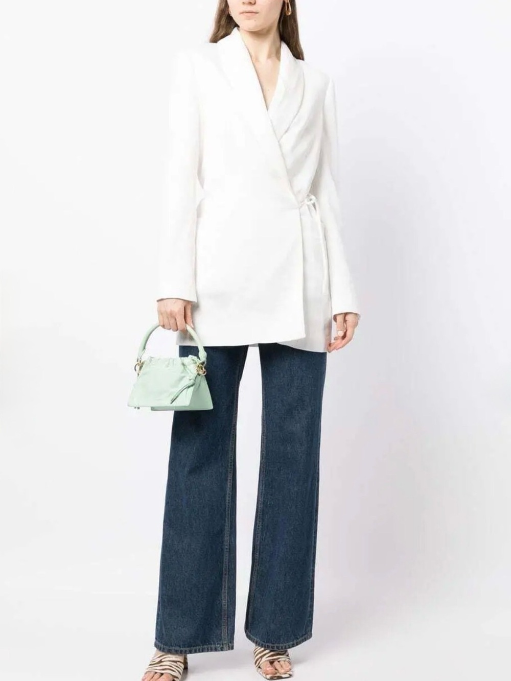 Staud Everly Wrap Blazer Jacket Dress White Size 8 Minimalist Chic NWT $495